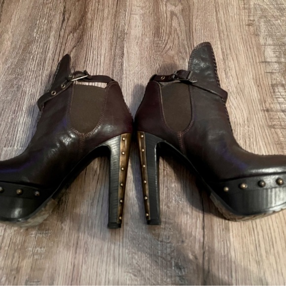 Baldan Brown Leather Ankle Boot Size 37 - Picture 3 of 10